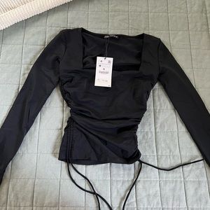 Zara Black Ruched Top